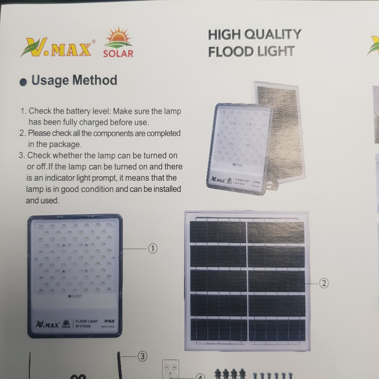 پروژکتور خورشیدی 500 وات VMAX پنل جدا مدل IR-V78500